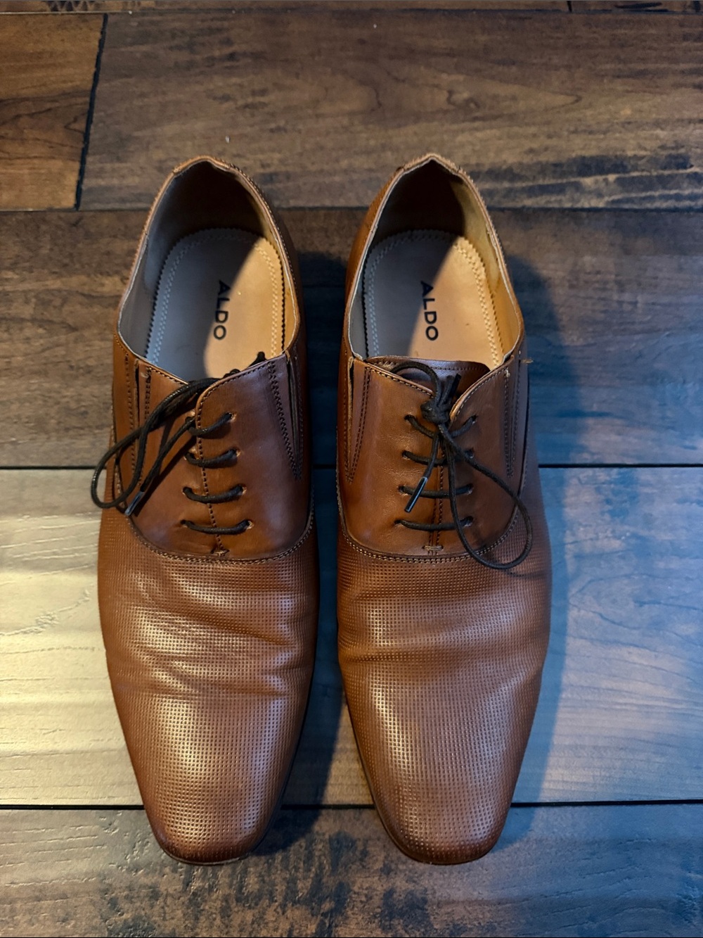 ALDO Men's Cognac Brown Leather Lace-Up Oxfords